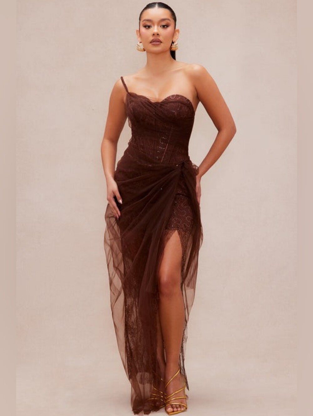 Aaliyah Tulle Gown - Chocolate